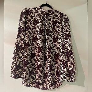 Burgundy and cream Ann Taylor blouse.